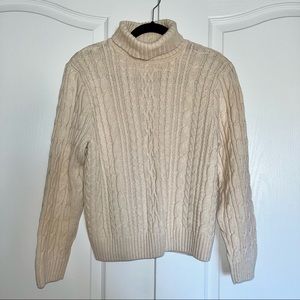 White Chunky Cable Knit Turtleneck ‘Knives Out’ Sweater